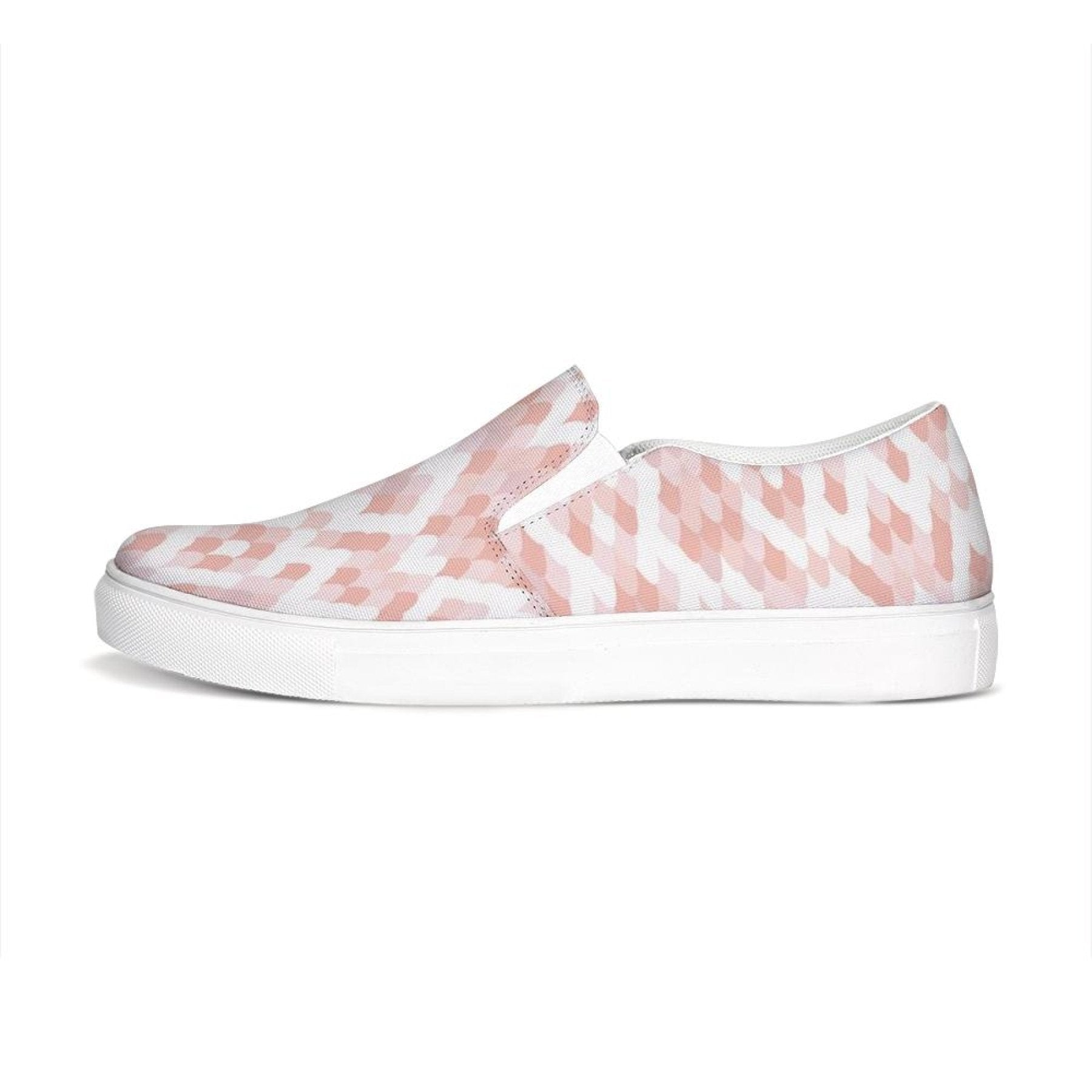 Womens Sneakers - Pink & White Low Top Slip-on Canva Shoes - Horizon Bliss