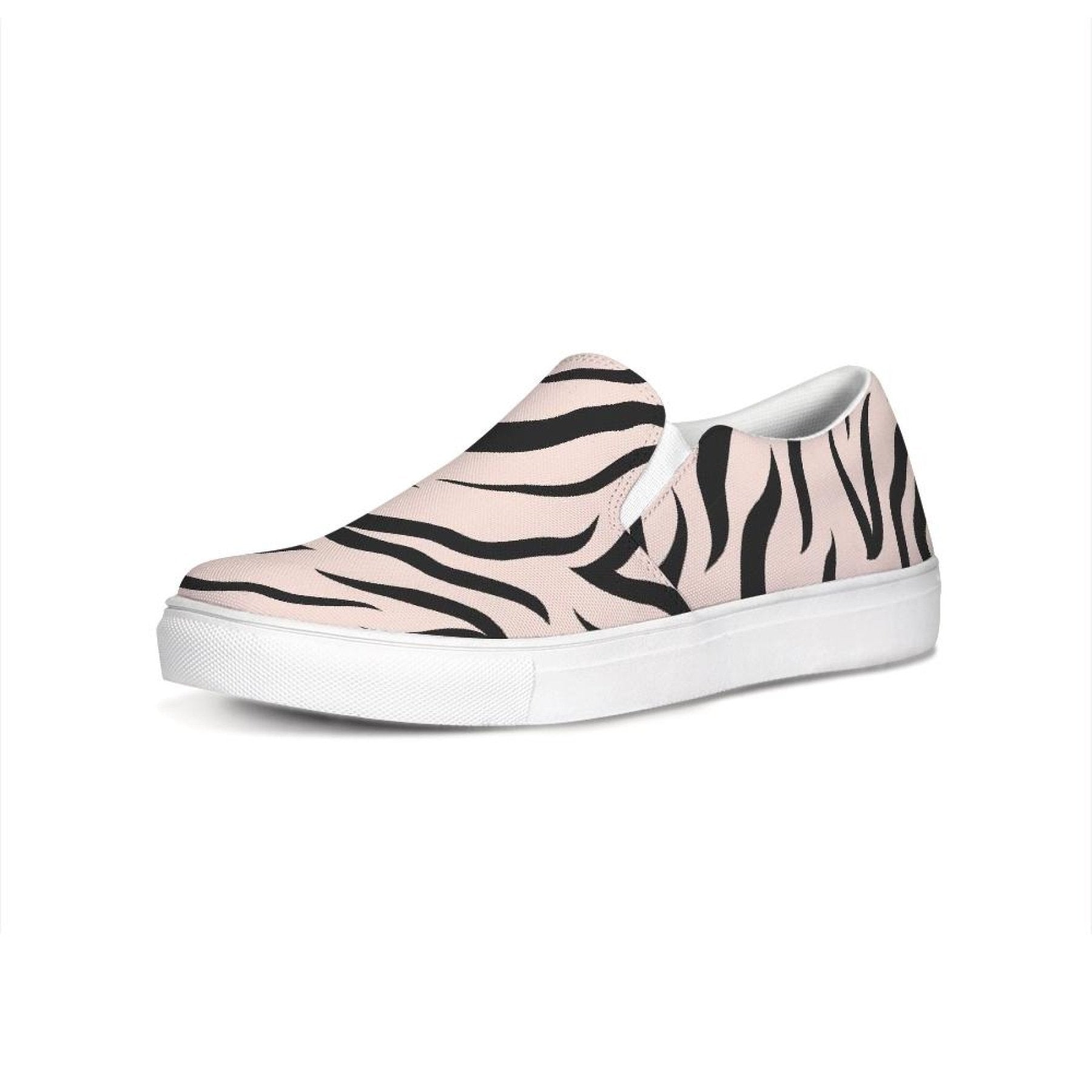 Womens Sneakers - Pink And Black Zebra Stripe Canvas Sports Shoes / - Horizon Bliss