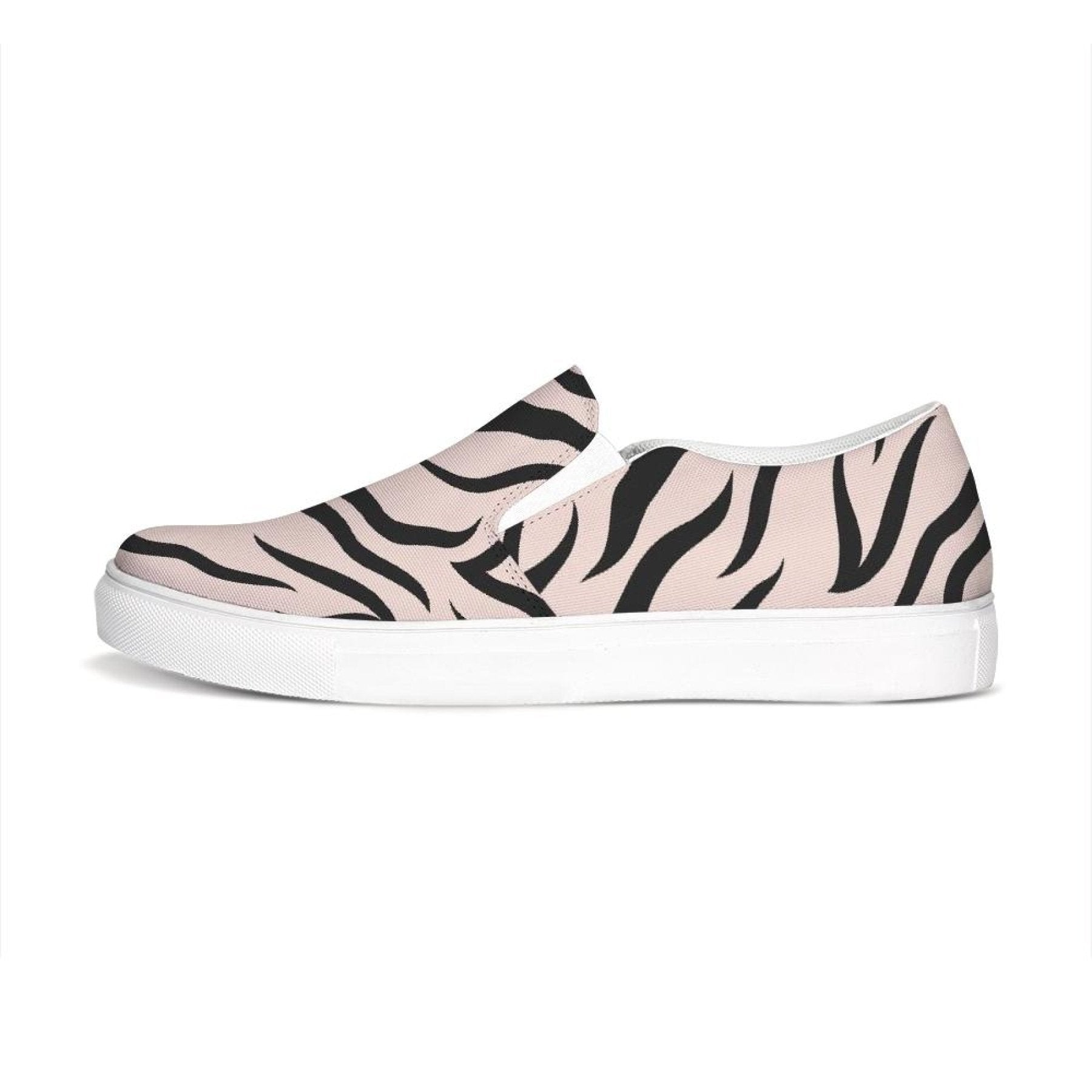 Womens Sneakers - Pink And Black Zebra Stripe Canvas Sports Shoes / - Horizon Bliss