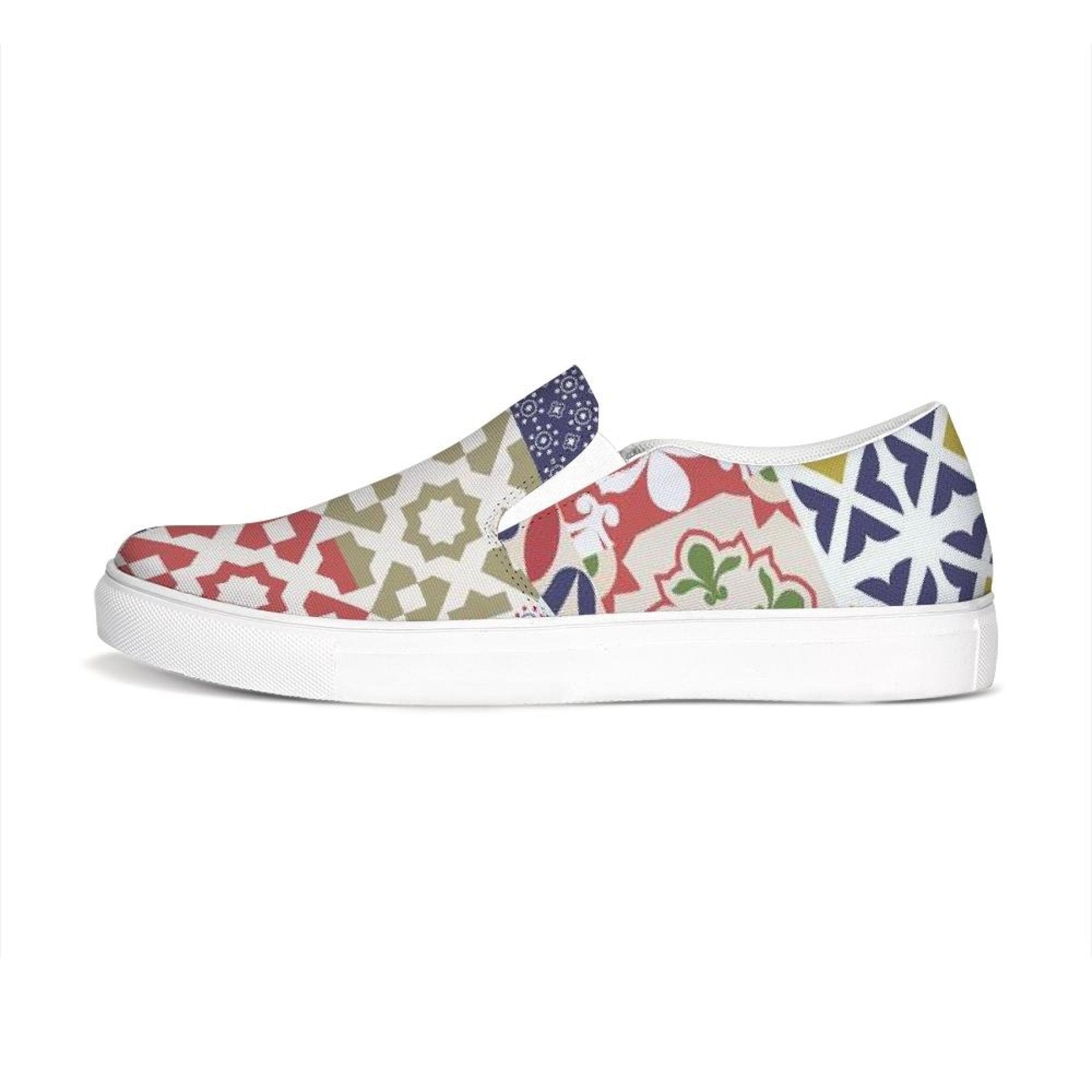 Womens Sneakers, Multicolor Patch Style Low Top Slip-on Canvas Shoes - Horizon Bliss