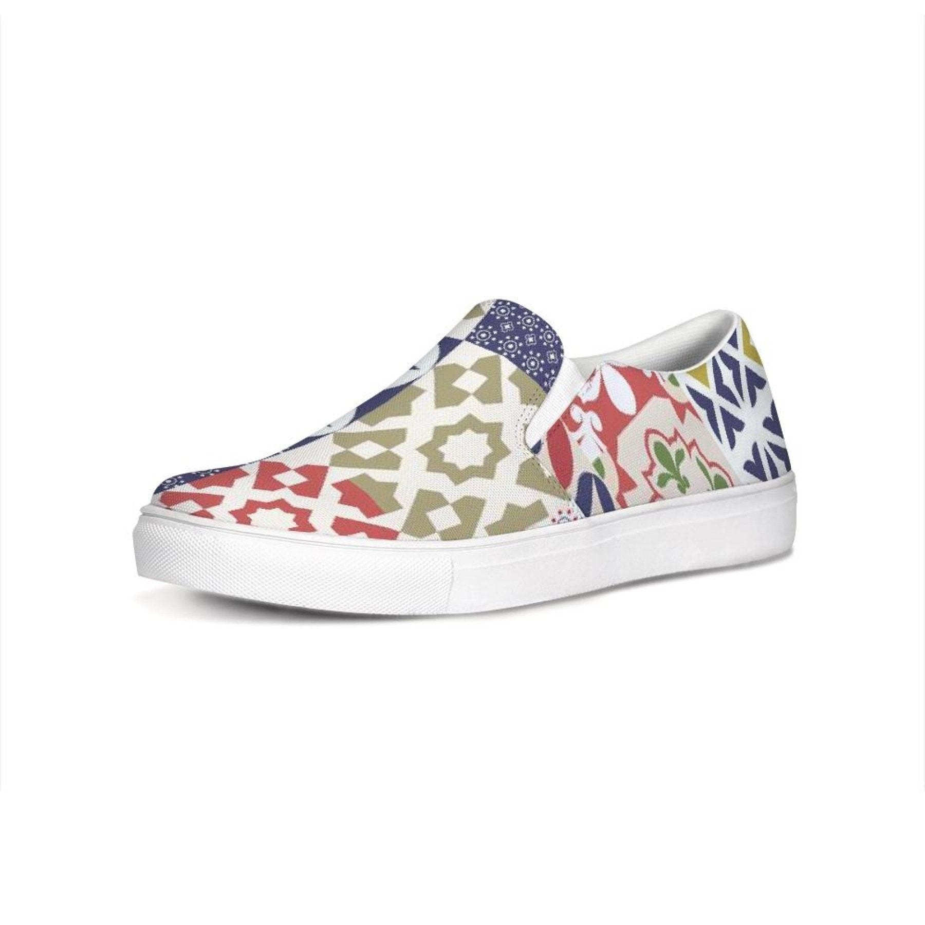 Womens Sneakers, Multicolor Patch Style Low Top Slip-on Canvas Shoes - Horizon Bliss