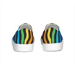 Womens Sneakers - Rainbow Stripe Style Canvas Sports Shoes / Slip-on - Horizon Bliss