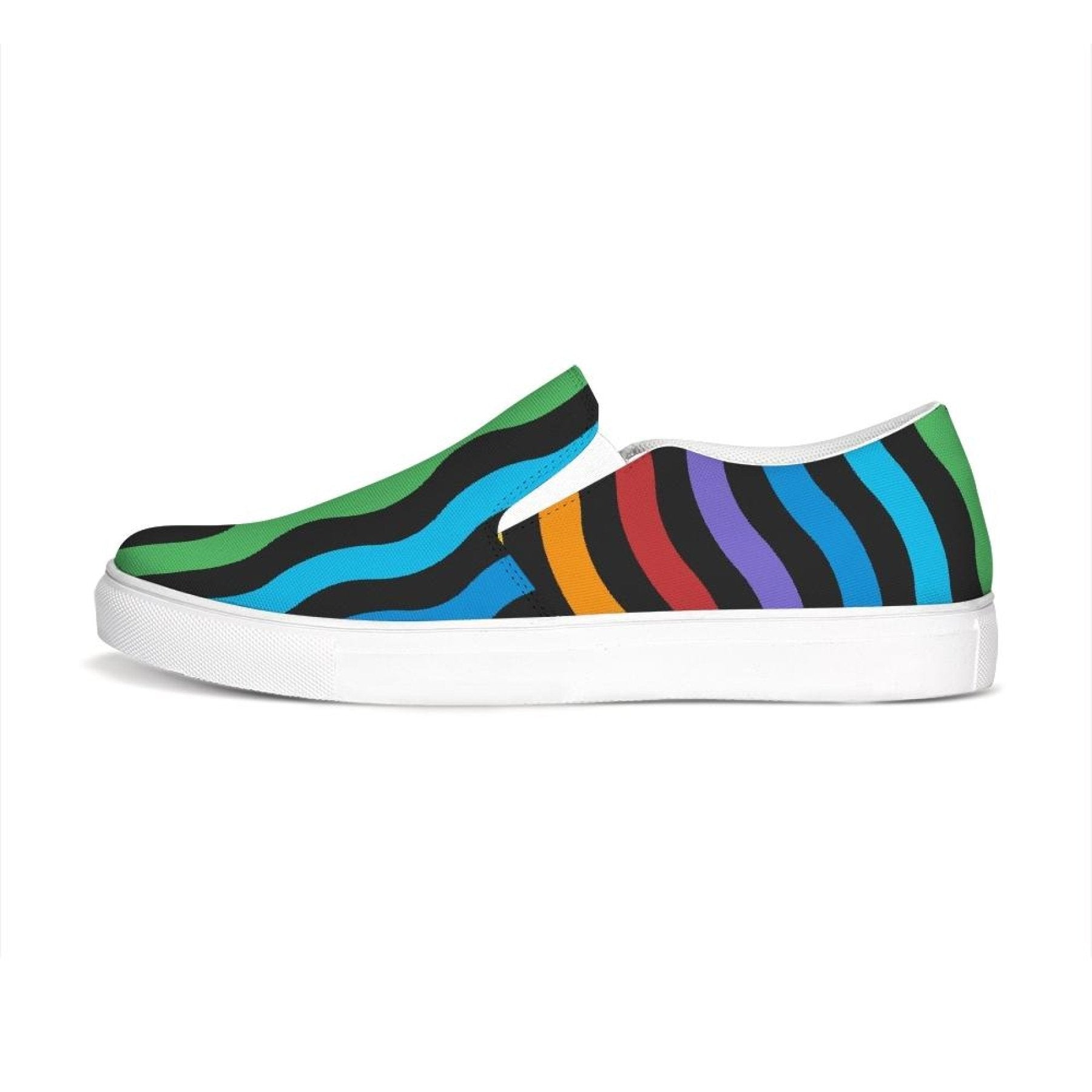 Womens Sneakers - Rainbow Stripe Style Canvas Sports Shoes / Slip-on - Horizon Bliss