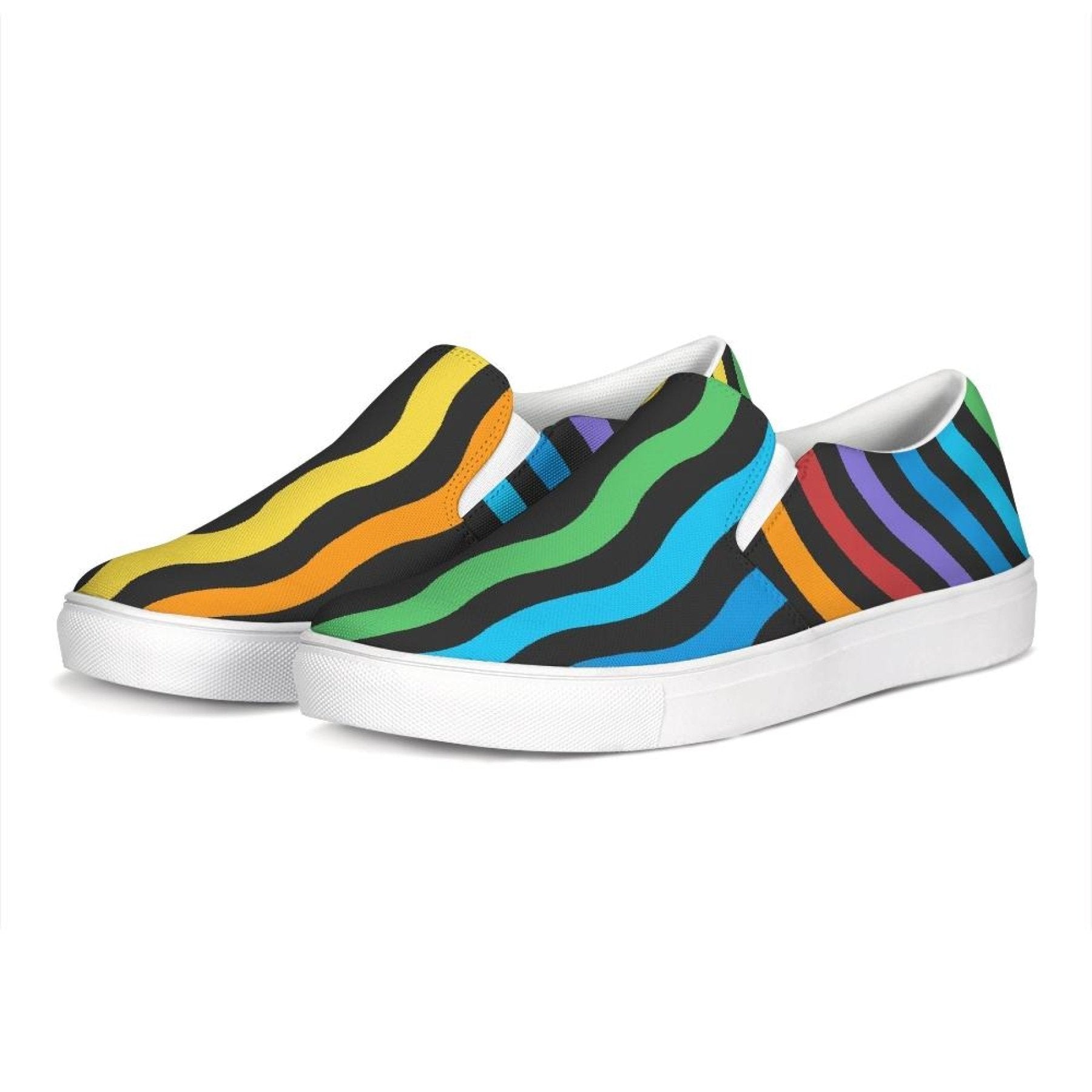 Womens Sneakers - Rainbow Stripe Style Canvas Sports Shoes / Slip-on - Horizon Bliss