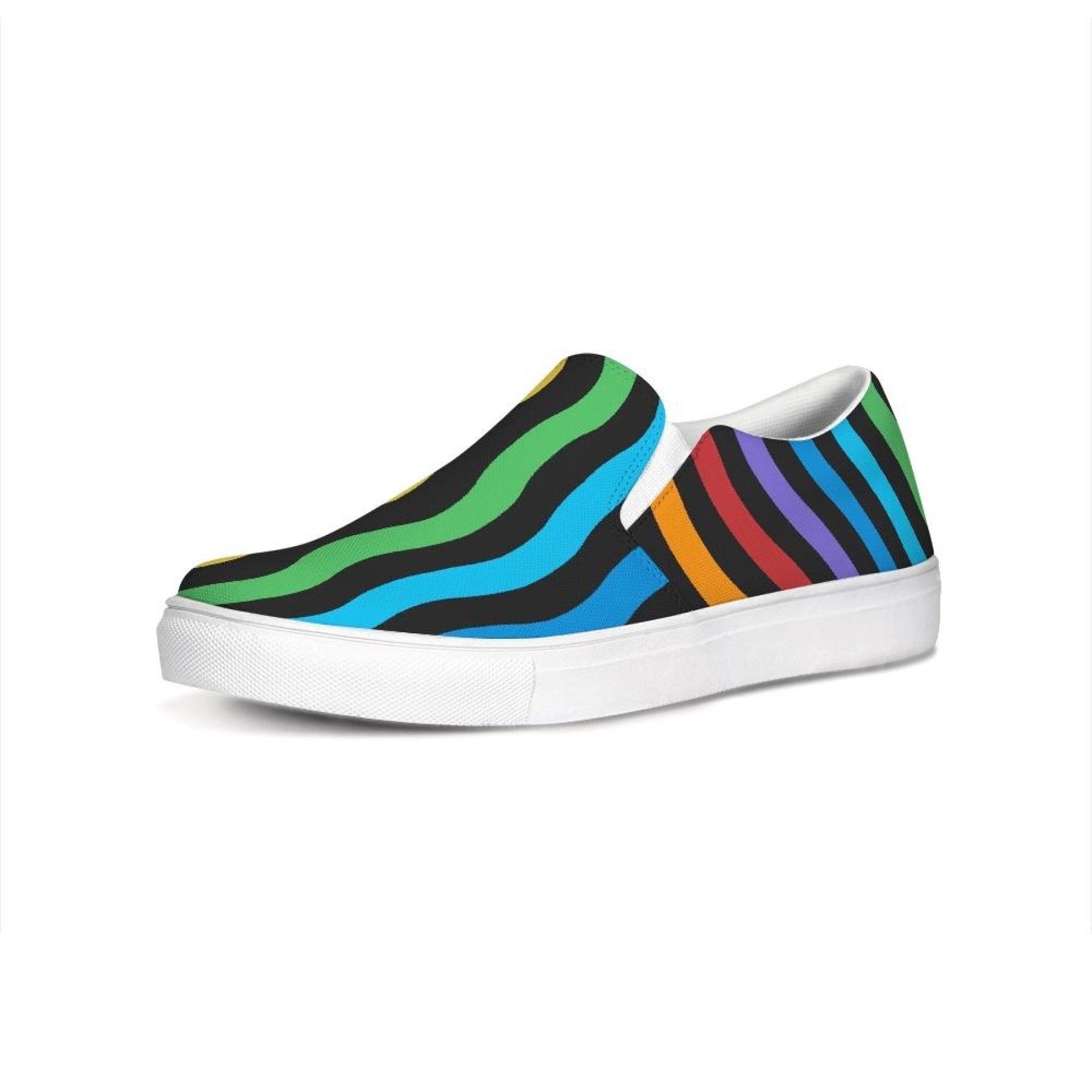 Womens Sneakers - Rainbow Stripe Style Canvas Sports Shoes / Slip-on - Horizon Bliss