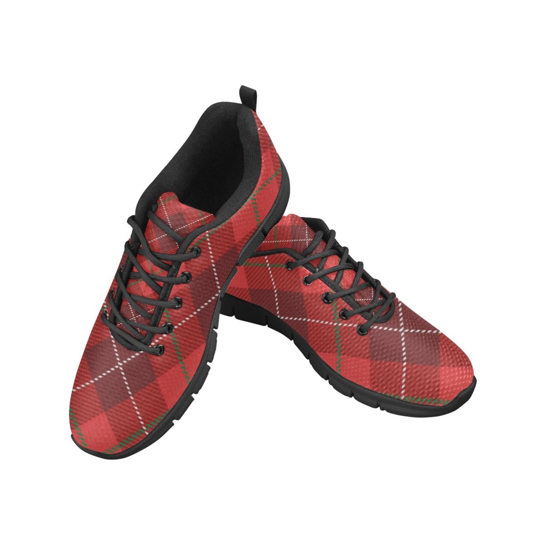 Womens Sneakers,  Red Plaid  Running Shoes - Horizon Bliss