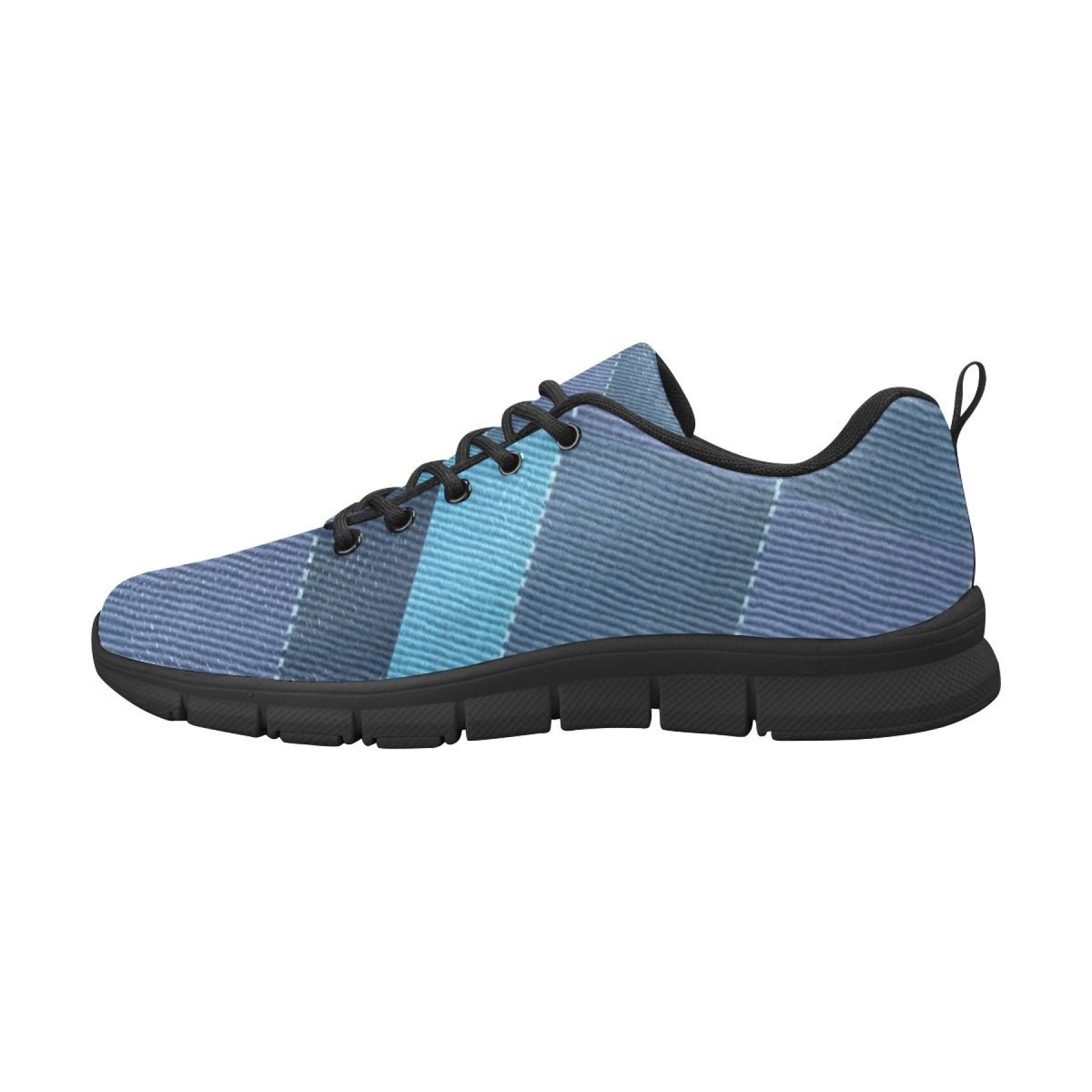 Womens Sneakers, Denim Blue Illustration Running Shoes - Horizon Bliss