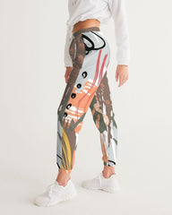 Womens Track Pants - White Multicolor Graphic Sports Pants