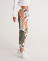 Womens Track Pants - White Multicolor Graphic Sports Pants