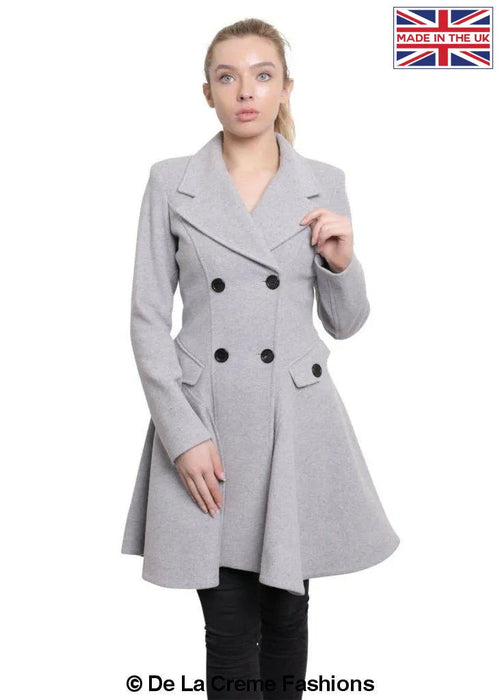 Wool Blend Double Breasted Skater Coat (1102) - Horizon Bliss