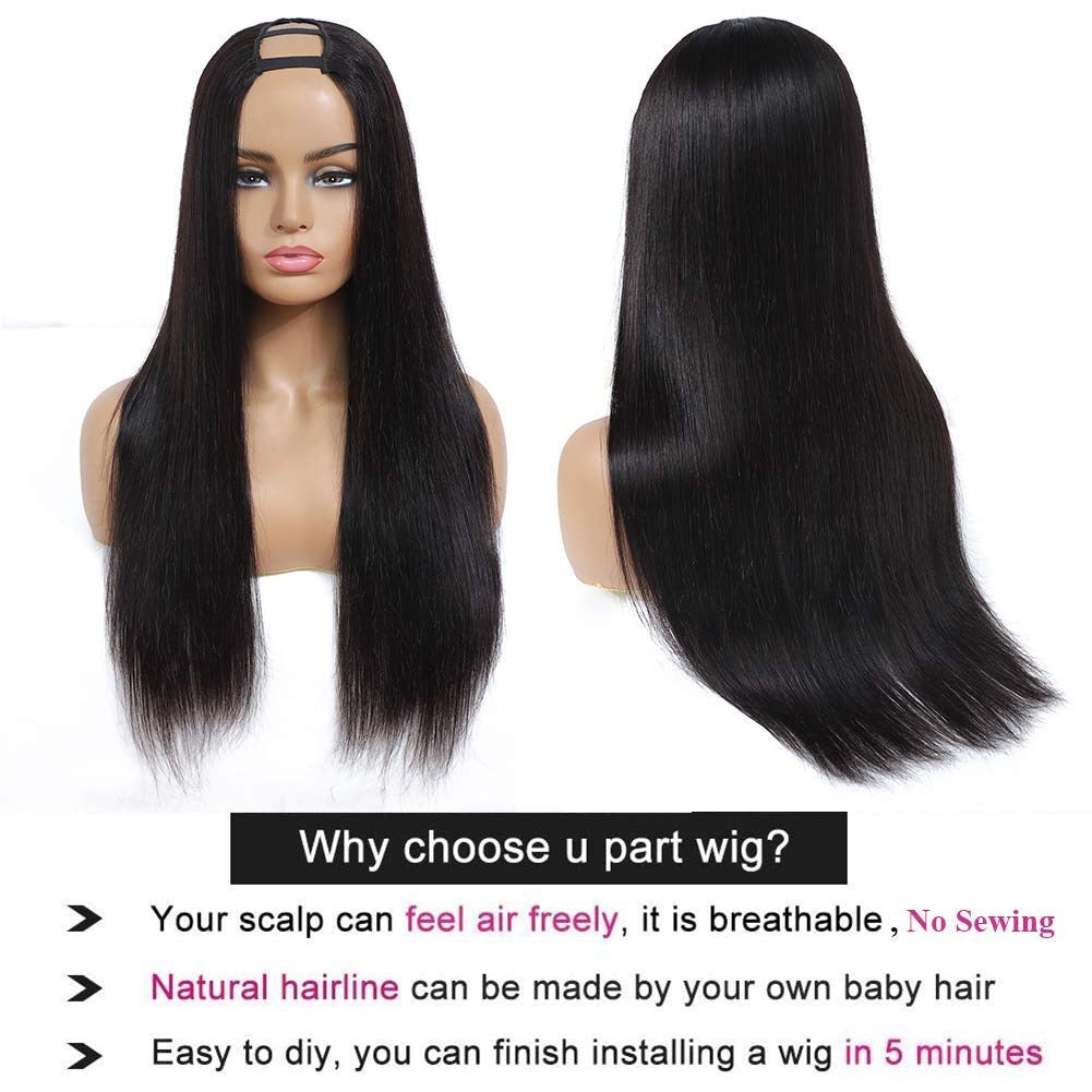 U Part Wig Straight Hair Human Hair Wigs For Black Women Brazilian - Horizon Bliss