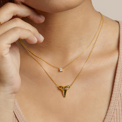 Gold Shark Tooth Necklace Layer Bolo Necklace - Horizon Bliss