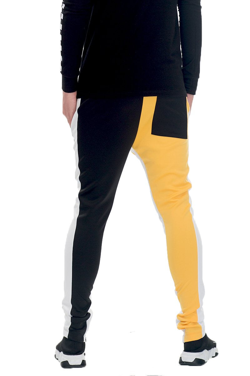 SLICE TRACK PANTS- BK/YELLOW - Horizon Bliss