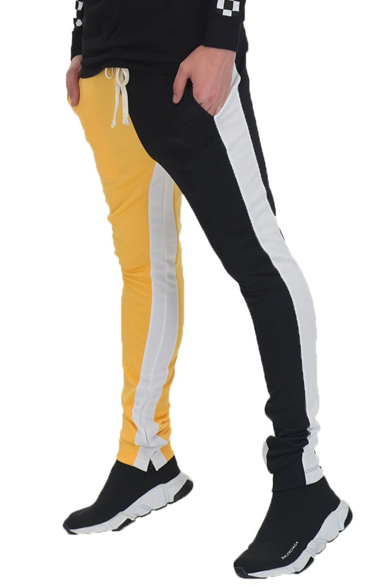 SLICE TRACK PANTS- BK/YELLOW - Horizon Bliss