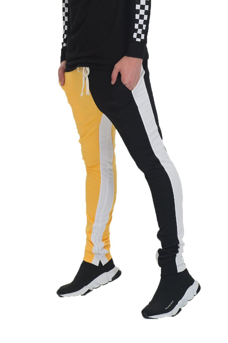 SLICE TRACK PANTS- BK/YELLOW - Horizon Bliss