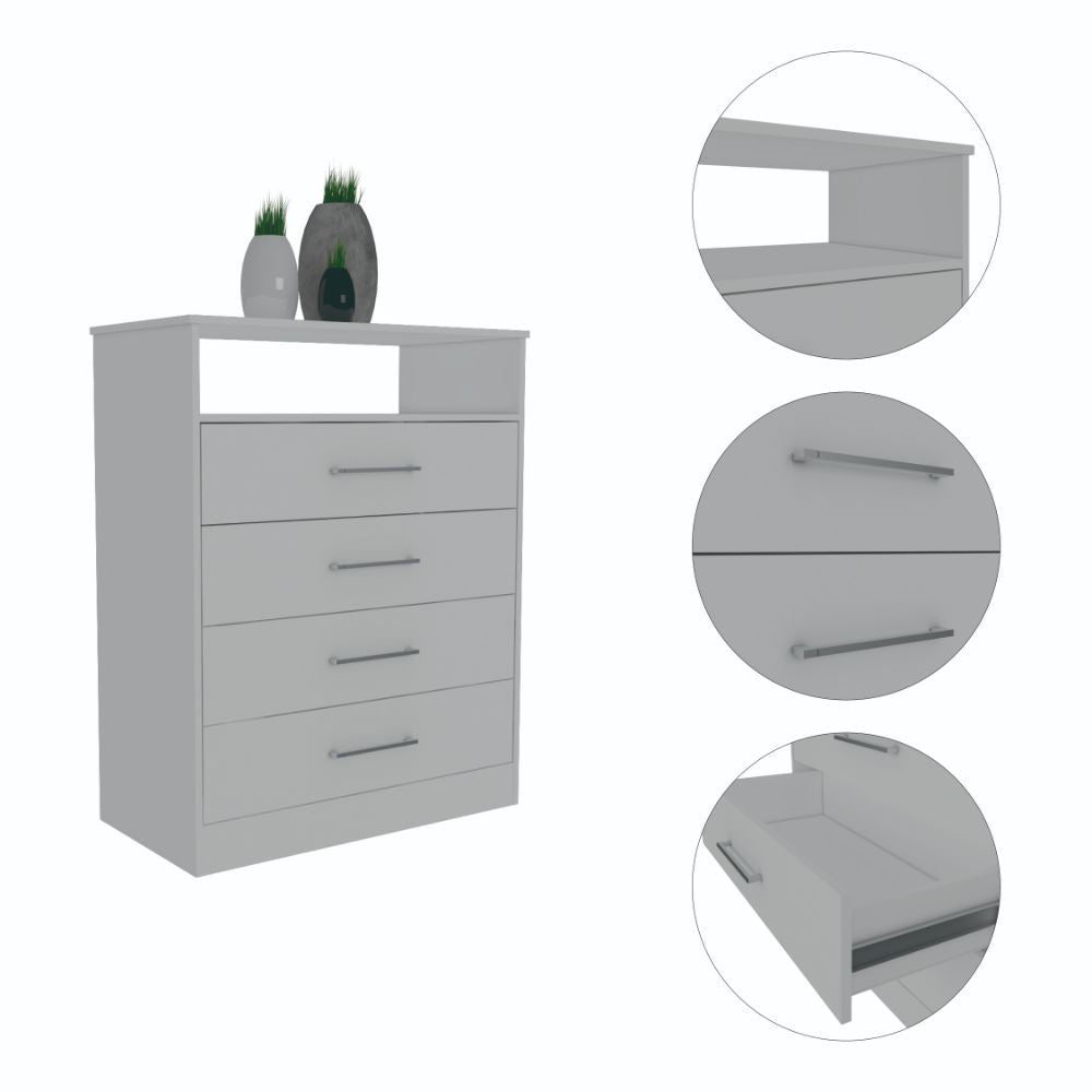 Dresser Atlanta, Four Drawers, White Finish - Horizon Bliss